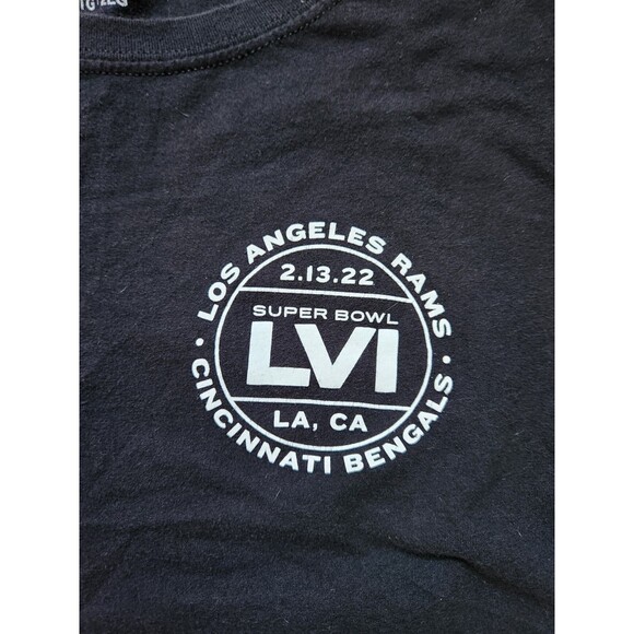 Super Bowl LVI Dueling Tickets LA Rams  Cincinnati Bengals Fanatic Black Tee 2XL - Picture 3 of 7